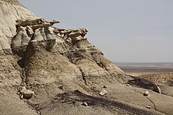 Grès de la formation inférieure de Kirtland (Campanien supérieur), affleurant près de Coal Creek au Nouveau-Mexique.