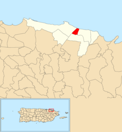 Location of Loíza barrio-pueblo within the municipality of Loíza shown in red