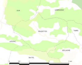 Mapa obce Pradettes