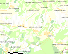 Mapa obce Loches-sur-Ource