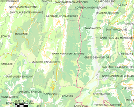 Mapa obce Saint-Agnan-en-Vercors