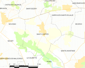 Poziția localității Saint-Chaptes