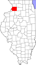 Map of Illinois highlighting Whiteside County