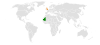 Location map for Mauritania and the United Kingdom.