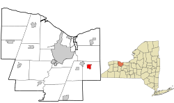 Location in Monroe County and the state of New York.