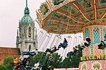 Chairoplane at the Oktoberfest, Paulskirche in the back