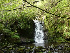The lower tier of Nant-y-Ffrith waterfall