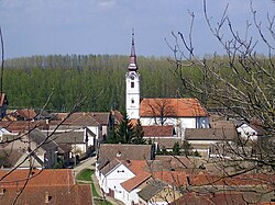 A falu látképe az ortodox templommal