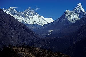 Nepal 2001. Mount Everest is the peak with the...
