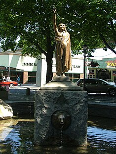 Statue of Chief Seattle, 1908 by James When, Tilikum Place, Seattle, Washington. The statue is on the National Register of Historic Places. NoahSealth.jpg