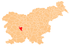Расположение общины Врхника на карте Словении