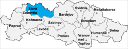 Location of Stara Ļubovņas apriņķis