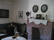 Interior of the Julee Cottage (2008) fireplace