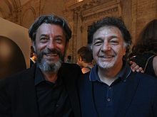 Пивио и Альдо де Скальци на церемонии вручения премии Globi d'oro, 2014 г.