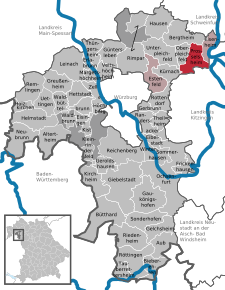 Poziția Prosselsheim pe harta districtului Würzburg