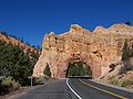 Een tunnel door de rotsen langs Utah State Route 12. Dit deel van de weg loopt door het Dixie National Forest