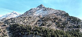 Vue du rocher Rénod depuis l'Arcelin à Orelle.