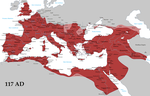 Extensão máxima do Império Romano durante o reinado de Trajano, em 117