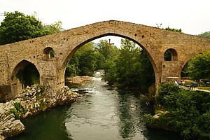 Old Roman bridge at Cangas de Onis with the As...