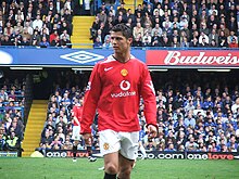 Ronaldo playing for Manchester United against Chelsea during the 2005-06 Premier League season Ronaldo - Manchester United vs Chelsea.jpg