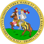 The obverse of the Great Seal of the State of Maryland Obverse of the Seal of Maryland.svg