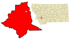 Mapa okresu Silver Bow zobrazující město Butte