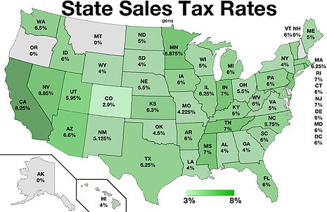 Ставки государственного налога с продаж (2011 г.)