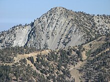 Telegraph Peak as seen from the ridge of Devils Backbone on Mount San Antonio. Telegraph Peak.jpg