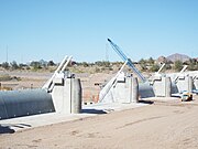 The Tempe Lake Dam under construction in 2016.