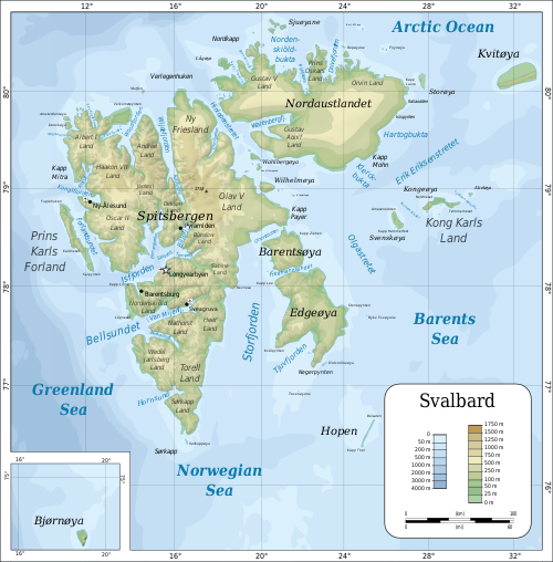 Svalbard Adaları'nın haritası