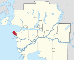 Location of the University Endowment Lands in Metro Vancouver.