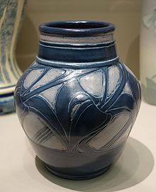blue and white glazed vase.