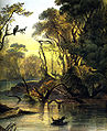 Der Wabash River bei New Harmony. Ausschnitt aus dem Gemälde Cutoff River Arm des Wabash von Karl Bodmer.