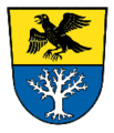 Gemeinde Oberbergkirchen Geteilt von Gold und Blau; oben ein auffliegender Rabe, unten ein bewurzelter silberner Baum mit blattlosen Ästen.