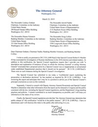 William Barr Letter - March 22 2019 - Special Counsel Robert S. Mueller III has concluded his investigation of Russian interference in the 2016 election and related matters.pdf