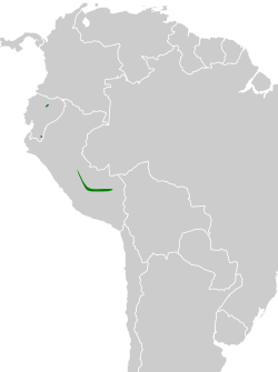 Distribución geográfica del mosquerito piquirrojo.