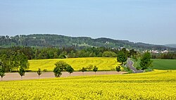 Zuberský vrch v georeliéfu Kameničské vrchoviny (přibližně od jihovýchodu)