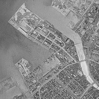 1964年5月25日撮影の福岡市沖浜町、石城町及び築港本町の航空写真