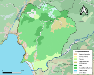 Carte en couleurs présentant l'occupation des sols.