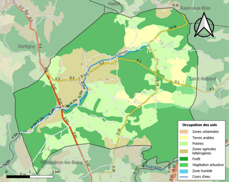 Carte en couleurs présentant l'occupation des sols.