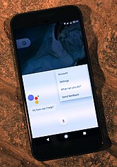 Google Assistant running on a Pixel XL smartphone Android Assistant on the Google Pixel XL smartphone (29526761674).jpg
