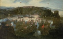 Dutch fleet commanded by Piet Pieterszoon Hein in Salvador during the unsuccessful 1624 invasion. Attack on San Salvador RMG BHC0268.tiff
