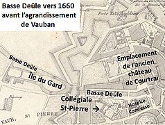 Basse Deûle en 1667 après l'extension de l'époque espagnole avant l'agrandissement de Vauban.