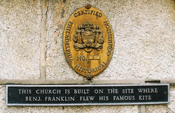 Franklin Kite Plaque Benjamin Franklin plaque, Saint Stephen's Episcopal Church, Philadelphia, Pennsylvania - 20060906.png