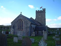 Stone building with square tower