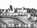 Ausschnitt der Burgruine im Merian-Stich um 1650