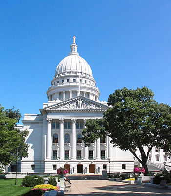 The state capitol of Madison, Wisconsin
