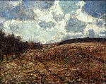 Hügelige Landschaft im Spätherbst / Backigt landskap på senhösten (1900), olja på duk, 62x78cm. Alte Nationalgalerie, inköpt 1961.