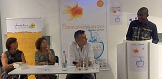 Ali Zamir à la Conférence de Presse du Festival LES CORRESPONDANCES de Manosque en 2016 (Paris).
