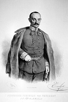 Polní podmaršál baron Friedrich von Teuchert (1862, litografie, Josef Kriehuber)